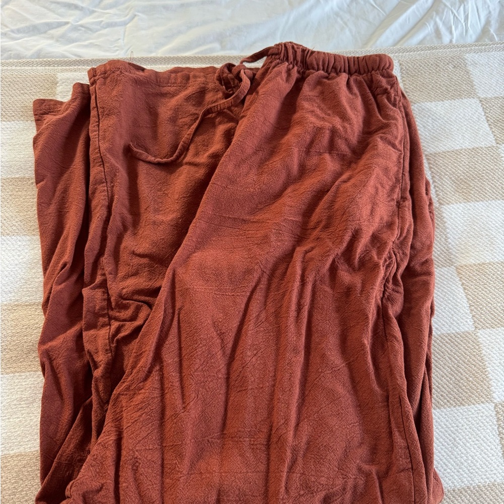 Rust Red/Brown Linen Pants
